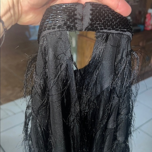 Black Cocktail Skirt with Feathered Texture - Picture 7 of 7